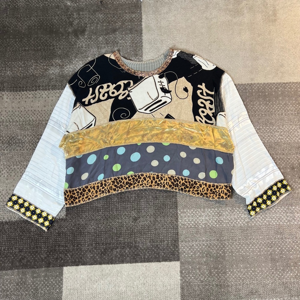 Nothing Matches Anytime Anywhere Mixed Media Patchwork Toaster Crop Top Women OS